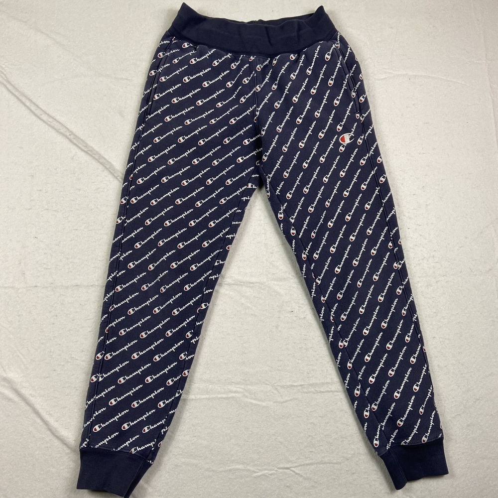 Champion Reverse Weave All Over Print Jogger Sweatpants Men's Small‎ Blue